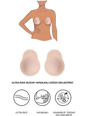 C&city Ultra Ince Silikon Yapışkanlı Göğüs Dikleştirici 7236 Ten