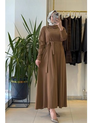 Misswhence 38803 Fermuar Detaylı Elbise Camel