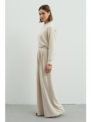 C&city Pure Touch Pileli Bol Pantolon CC7006 Bej