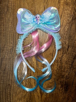 Gülümse Gel Kız Çocuk Elsa Anna Karlar Ülkesi Tüllü Taç Parlak Simli Kelebek Fiyonk Kurdela Uzun Saçlı Postiş