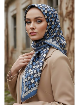 İmaj Butik İndigo İpekhan Soft Dijital Pamuklu Eşarp