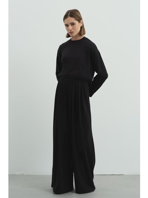 C&city Pure Touch Pileli Bol Pantolon CC7006 Siyah