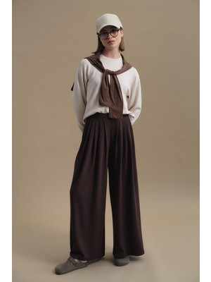 C&city Pure Touch Pileli Bol Pantolon CC7006 Kahve