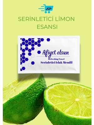 Alazpack Limon Esanslı Islak Mendil Tek Kullanımlık Cep Mendili 7*12 1000 Adet Cafe Restoran Otel  Afiyet Olsun Baskılı