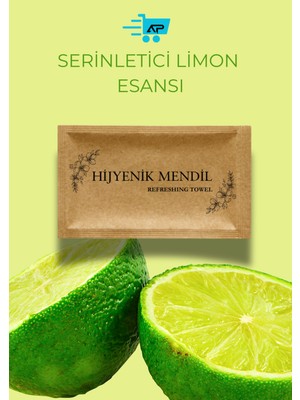 Alazpack Limon Esanslı Kraft Islak Mendil Tek Kullanımlık Cep Mendili 7X12 100 Adet Hijyenik Mendil