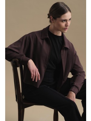 C&city Pure Touch Fermuarlı Sweat CC7002 Kahve