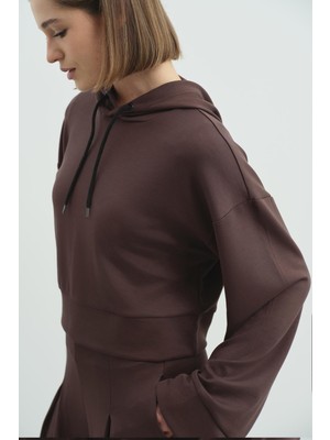 C&city Pure Touch Kapüşonlu Sweat CC7004 Kahve