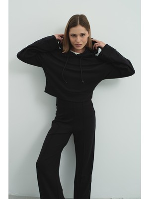 C&city Pure Touch Kapüşonlu Sweat CC7004 Siyah