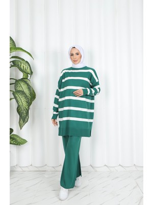 Nisum Moda Çizgili Triko Pantolonlu Takım