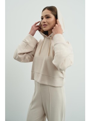 C&city Pure Touch Kapüşonlu Sweat CC7004 Bej