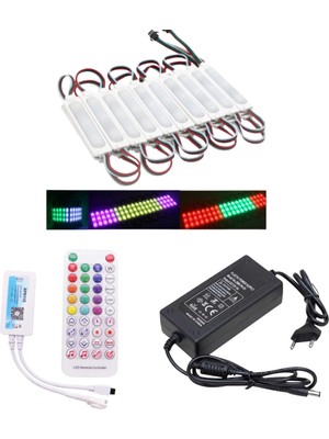 Powerr Led Aydınlatma 20 Adet 12V 3 Watt Argb Pixel Cob Modül SP611E Tek Çıkışlı Sese ve Müziğe Duyarlı 5A Plastik Adaptörlü Set