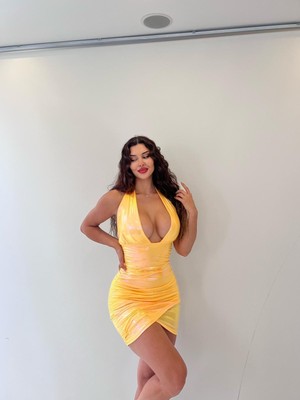 Pink Life Sarı Parlak Lame Kumaş Kalın Askılı Mini Elbise