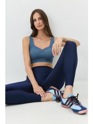 C&city Balensiz Dikişsiz Lazer Kesim Sütyen Çıkarılabilir Pedli 1014 Mavi