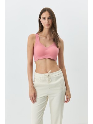 C&city Balensiz Dikişsiz Lazer Kesim Sütyen Çıkarılabilir Pedli 1015 Mercan