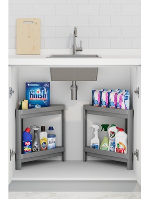 Online Home Market Deyhome 2 Adet Omaş 2 Katlı Üçgen Raf Ünitesi – Köşe Alanlar Için Şık ve Pratik Düzenleyici Köşe Banyo Rafı