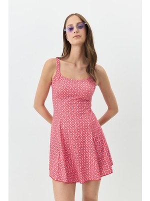C&city Şortlu Elbise Mayo 7490 Kırmızı/mor
