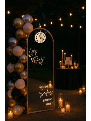 Doğum Günü Düğün Nişan Söz Kına Organizasyon Ayna Yazısı 40 cm Kişiselleştirilebilir Beyaz