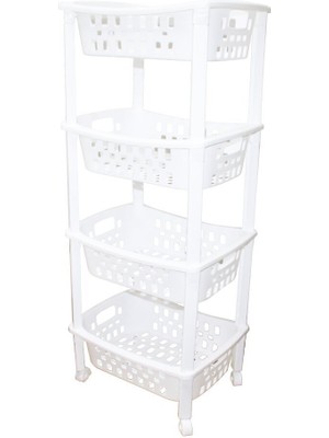 Go İthalat 4 KATLI SEPET DÜZENLEYİCİ - RAF ÜNİTESİ TEKERLEKLİ 400X295X960MM (5273)