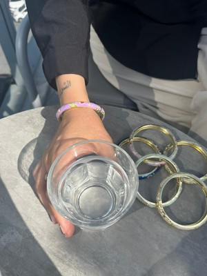 Lila Çelik Kelepçeli Bilezik