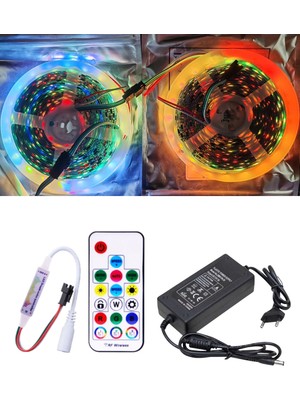 Powerr Led Aydınlatma 10 Metre 12V Iç Mekan 60 Pixel Ledli 17 Tuşlu Sese ve Müziğe Duyarlı Rf Kumandalı 8A Plastik Adaptörlü Set