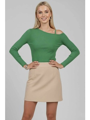 End Black Store Tek Omuz İpli Bluz Yeşil T4328