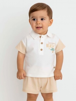 %100 Organik Gots Sertifikalı Erkek Bebek/çocuk Şortlu 2li Takım