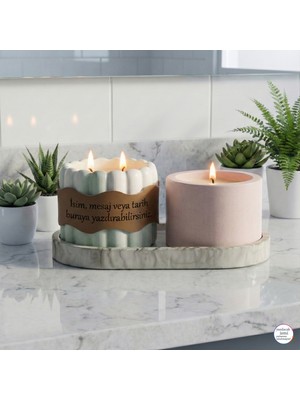 Miaju Sevgiliye Dolu Dolu Hediye, Isim & Mesaj Yazılabilen Dekorasyon Mum Seti, Çift Alev Özellikli, Mint