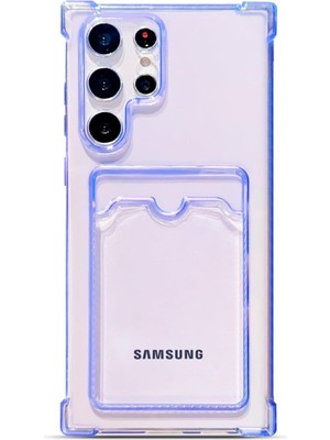 Teknomoda Samsung Galaxy S25 Ultra Kılıf Kartlıklı Anti Şok Korumalı Şeffaf Silikon Lila