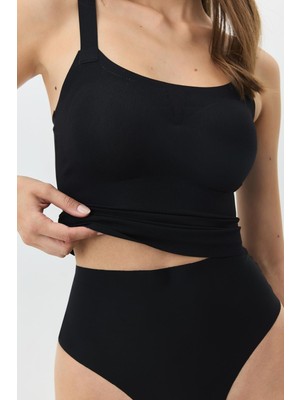 C&city Balensiz Dikişsiz Lazer Kesim Büstiyer Çıkarılabilir Pedli 1011 Siyah