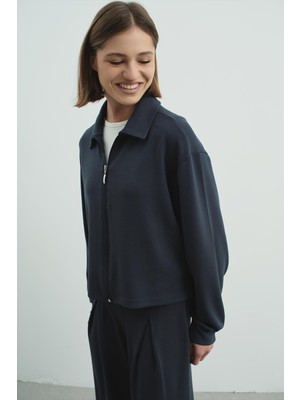 C&city Pure Touch Fermuarlı Sweat CC7002 Füme