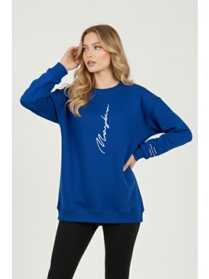 Uncia Outdoors  Mavi Bisiklet Yaka Sweatshirt Cepsiz Ek Özellikli Günlük Kullanım İçin