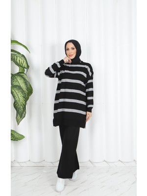 Nisum Moda Çizgili Triko Pantolonlu Takım
