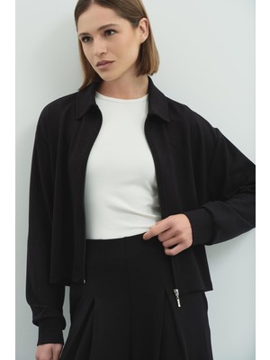 C&city Pure Touch Fermuarlı Sweat CC7002 Siyah