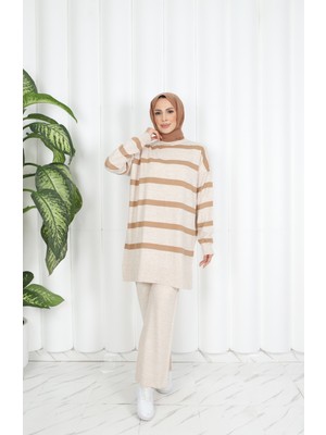 Nisum Moda Çizgili Triko Pantolonlu Takım