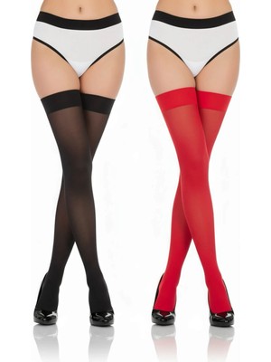 Becca 2'li Renkli Dantelsiz 20 Denye Dizüstü Jartiyer Çorabı