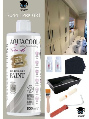 Aquacool Kendiliğinden Vernikli Çelik Ahşap Kapı Beyaz Eşya Mutfak Dolabı Fayans Petek Metal Boya 500 ml Set