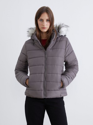 Lc Waikiki Yeni Sezon Kürk Kapüşonlu Kadın Şişme Mont