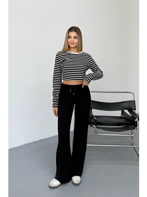 Giysa Kadın Beli Ayarlanabilir 3ip Eşofman Altı Siyah - MW0000217