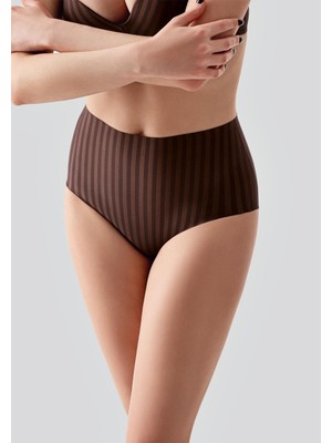 C&city Lazer Kesim Yüksek Bel Külot C19211 Kahverengi