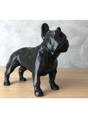 French Bulldog Heykel Biblo Dekoratif Obje 12 cm 3D Baskı Plastik Siyah