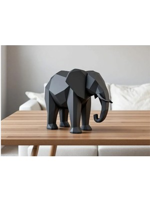 Güçlü Fil Heykel Biblo Dekoratif Obje 3D Baskı Plastik Siyah 15 x 11 cm