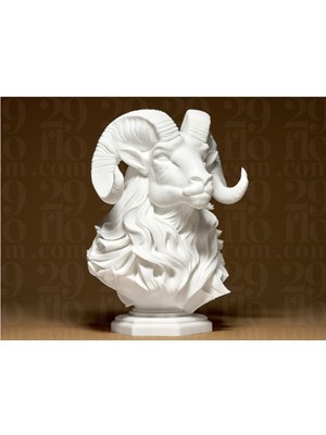 Güçlü Koç Büst Dekoratif Obje Biblo Heykel 12 cm 3D Baskı Pla Plastik