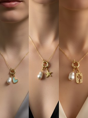 NKT Collection Kaktüs Deniz Yıldızı Kupa As İncili Kolye