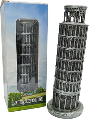 Dünyadan Hediyeler Vintage Metal Italya Pisa Kulesi Gümüş 18 cm