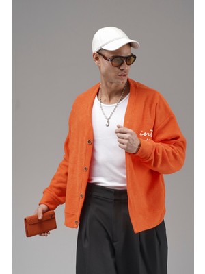 Düğmeli Nakış Detaylı Oversize Kalıp Erkek Hırka