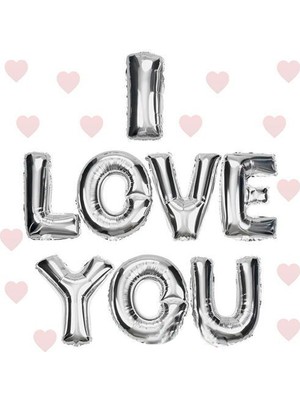 Go İthalat I Love You Folyo Balon Gümüş Renk 35 CM (5273)