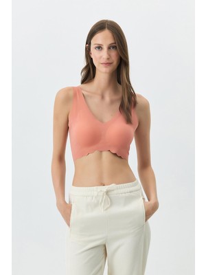 C&city Balensiz Dikişsiz Lazer Kesim Sütyen Çıkarılabilir Pedli 1017 Kiremit