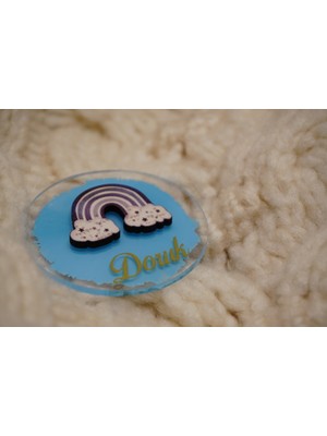 Mavi Gökkuşağı Figürlü Pleksi Yenidoğan Doğum Günü Magnet (10 Adet)