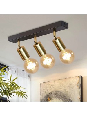 Rsylight Retro Metal Dekoratif 3 Lü Masa Üstü 180 Derece Hareketli Avize