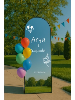 Doğum Günü Düğün Nişan Söz Kına Organizasyon Ayna Yazısı 30 cm Kişiselleştirilebilir Beyaz